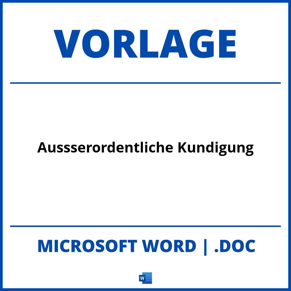 Außerordentliche Kündigung Vorlage WORD