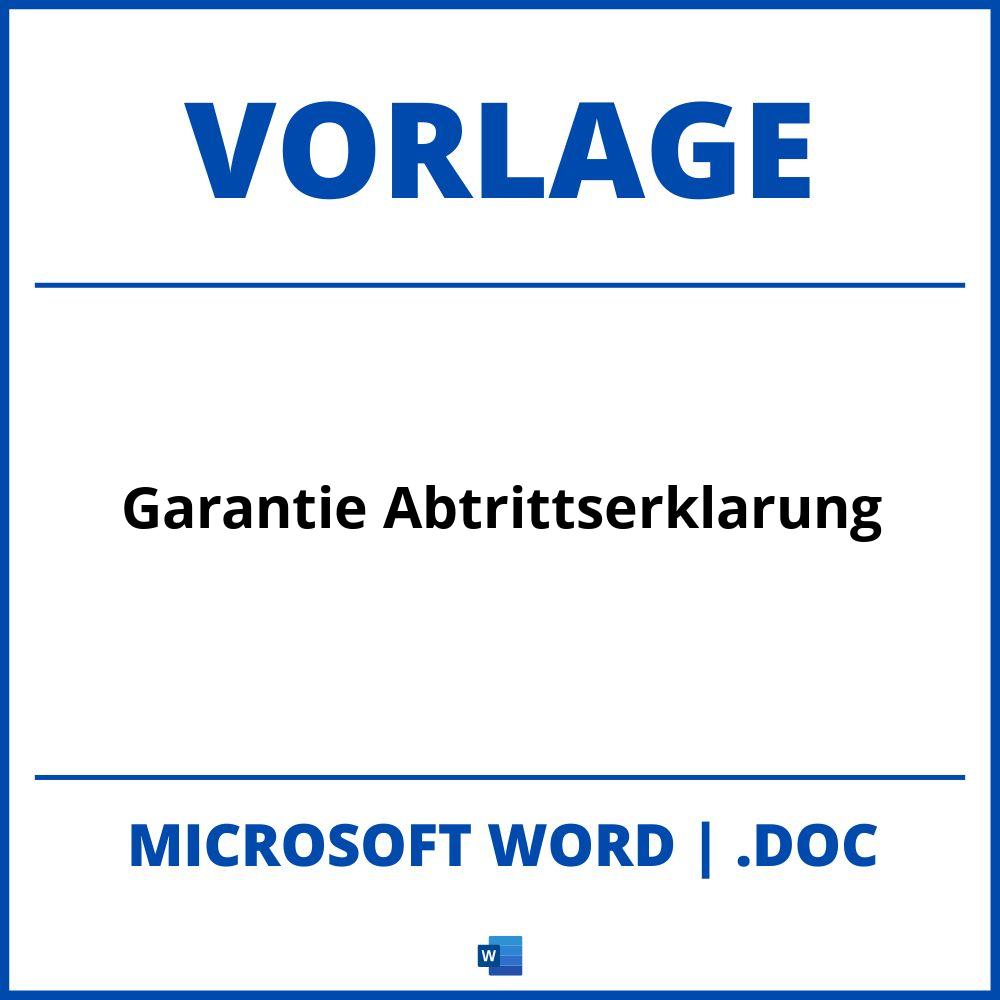 Garantie Abtrittserklärung Vorlage