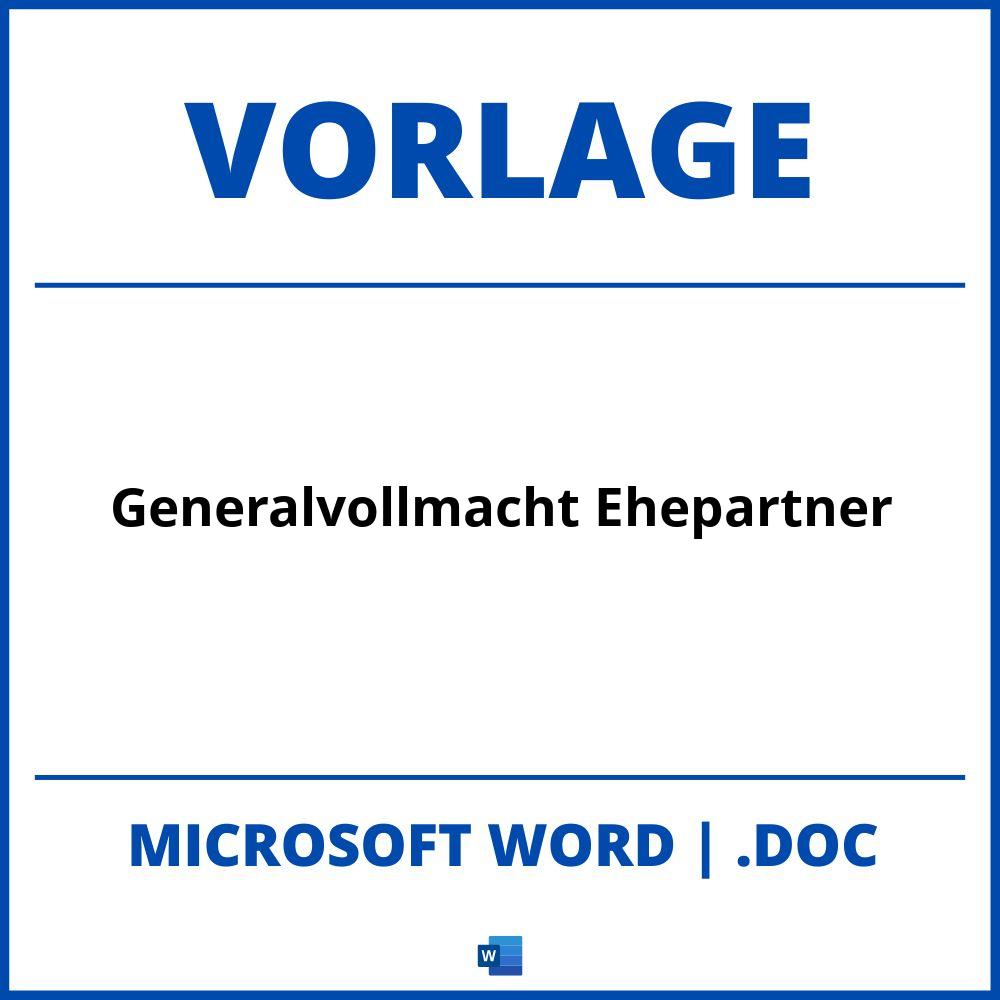 Generalvollmacht Ehepartner Vorlage