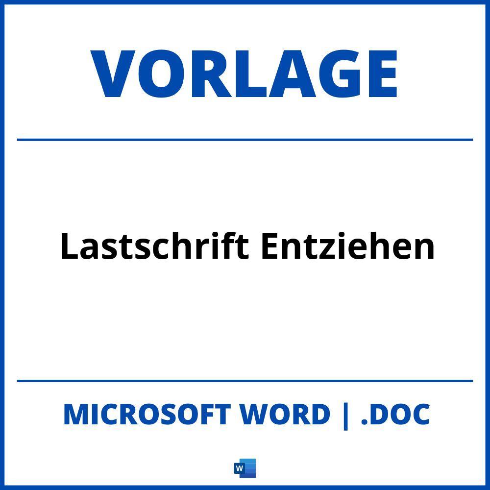 Lastschrift Entziehen Vorlage