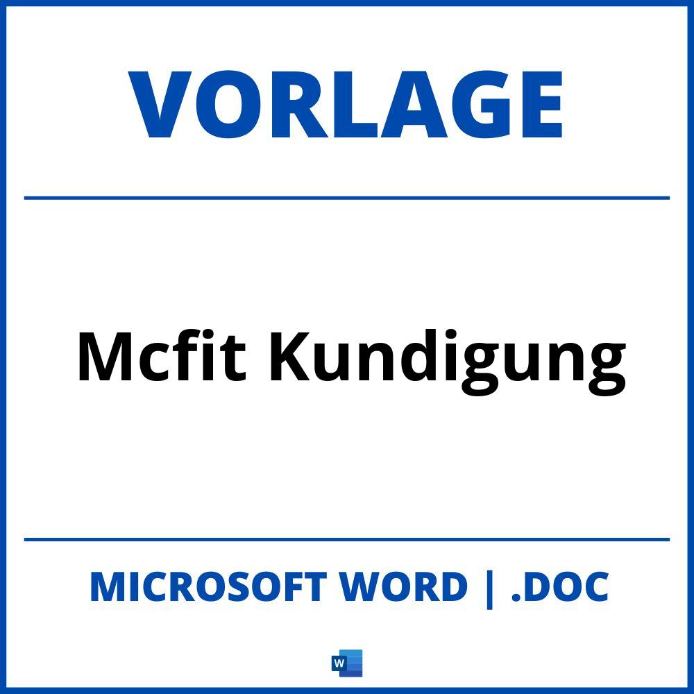 Mcfit Kündigung Vorlage